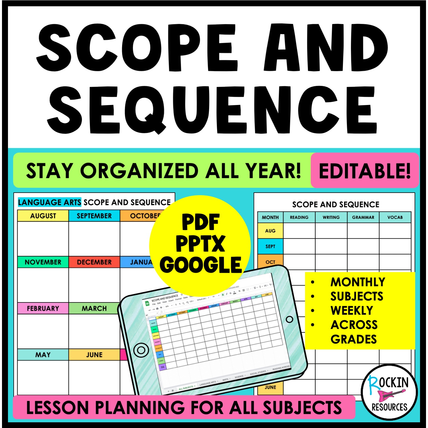 Scope and Sequence Templates - Lesson Plan Templates - Pacing Guide Templates