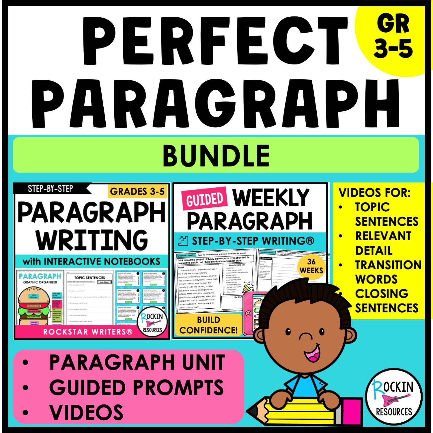 The Perfect Paragraph Bundle | Lessons | Guided Prompts | Videos | Paragraph Writing