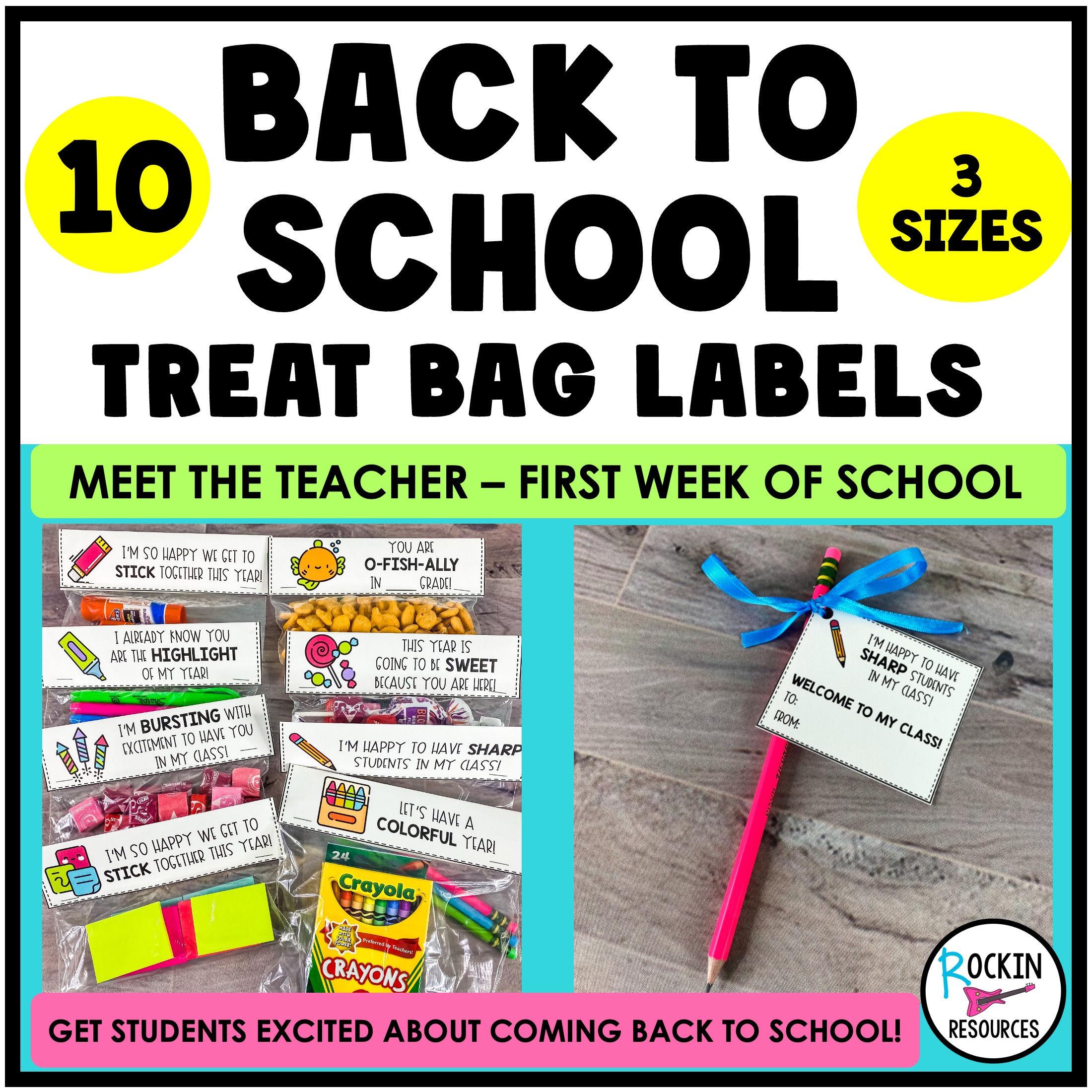 Back to School Treat Labels, MEET THE TEACHER TREAT BAG TOPPERS