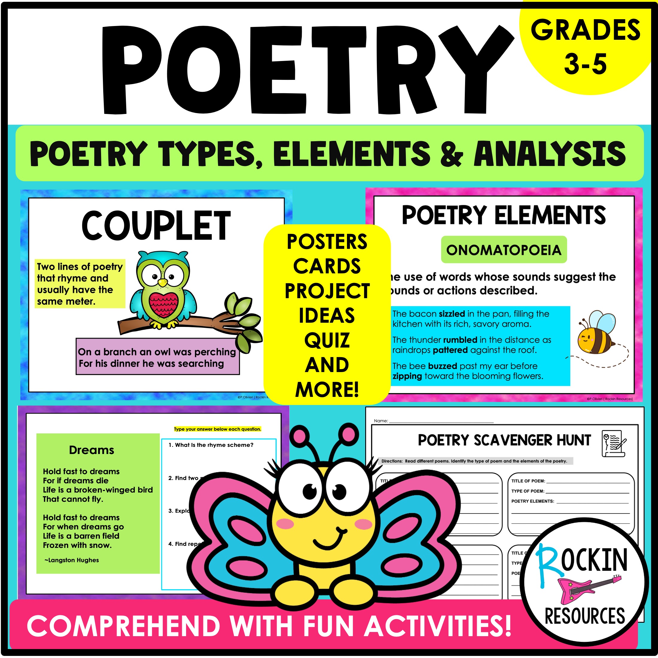 Poetry Comprehension Unit, Elements of Poetry, Poetry Bulletin Board & Google