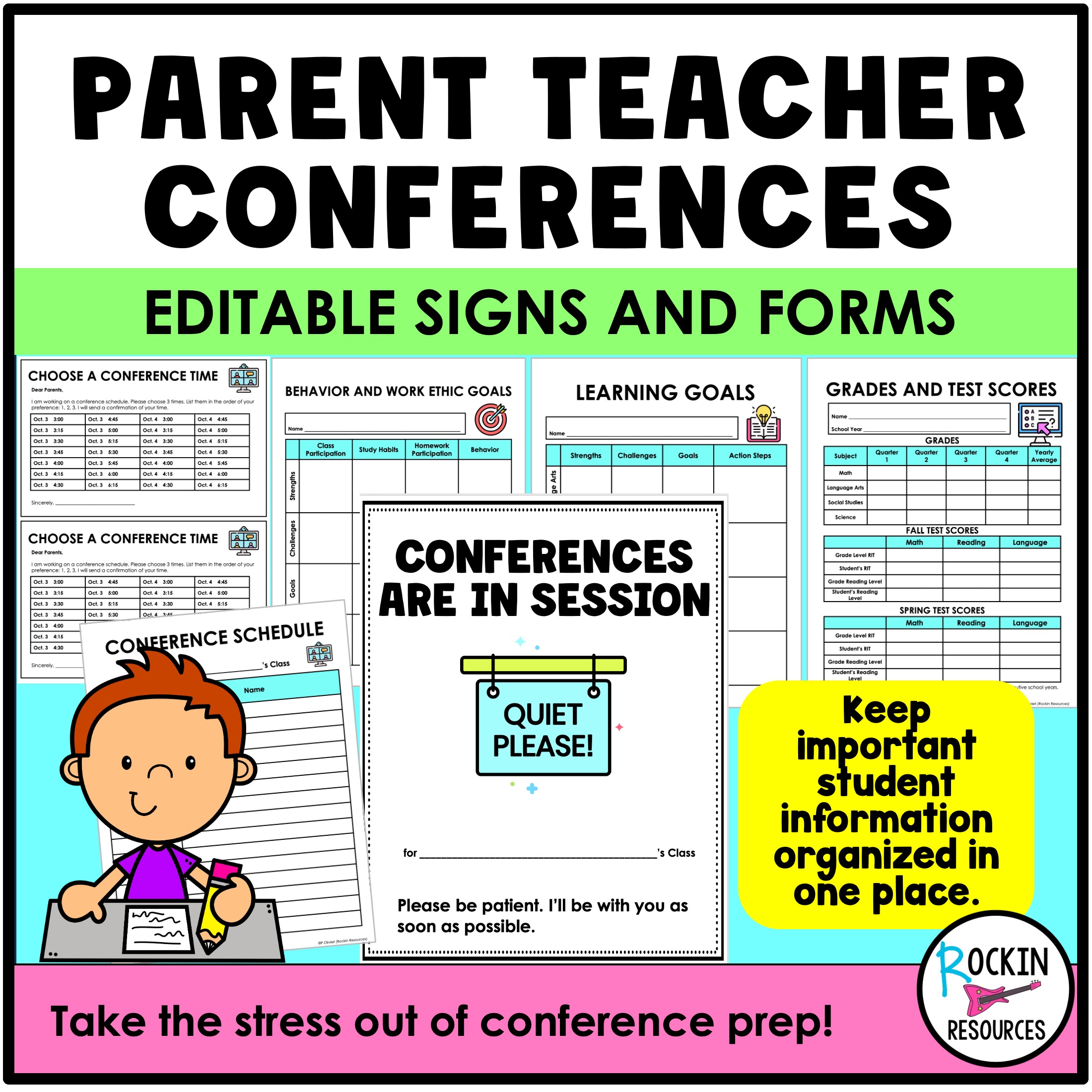 Parent Teacher Conference Forms- Editable